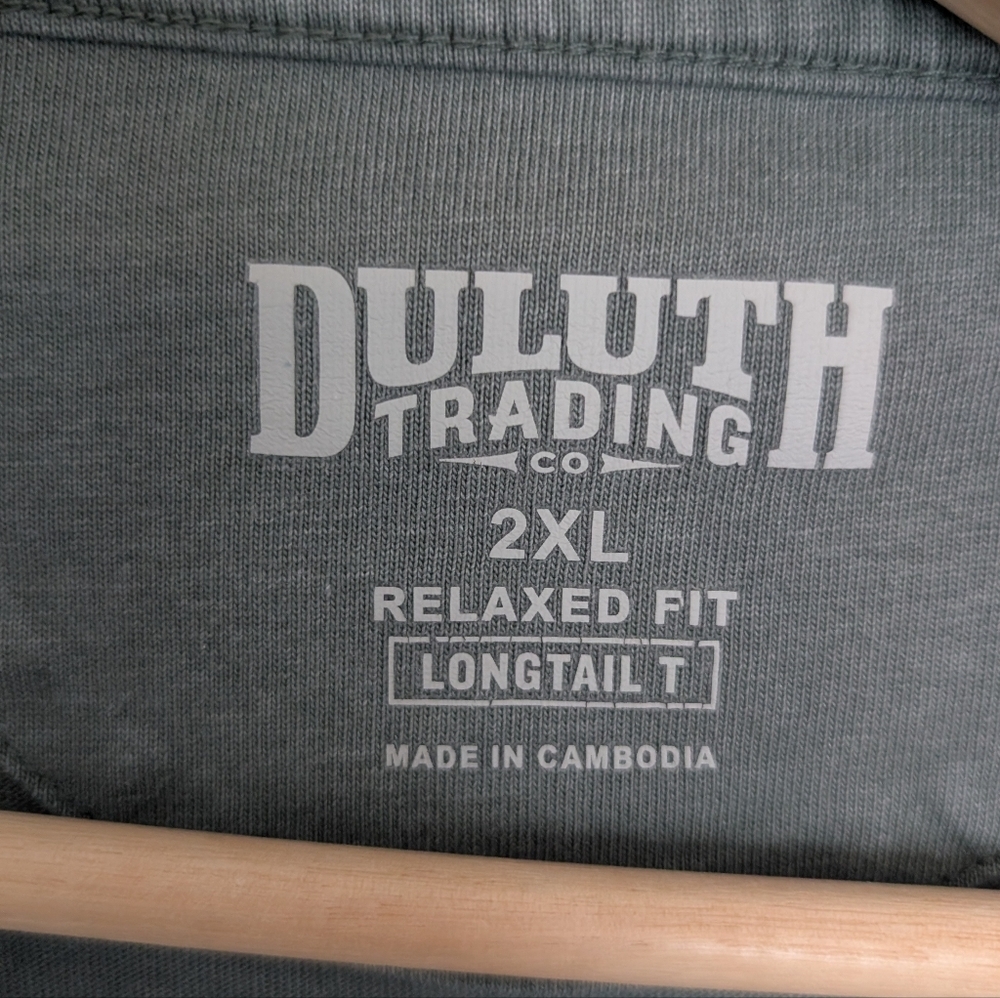 Duluth Trading Longtail T-Shirt Men's XXL Relaxed Fit Long Sleeve Gray Green - Picture 2 of 9